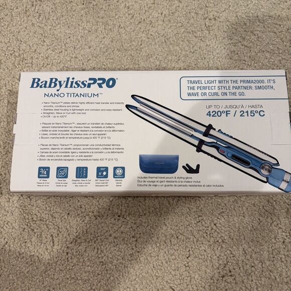 New BaBylissPRO Nano Titanium Prima2000 3/4" Mini Ionic Styling Iron 420F - Picture 3 of 10